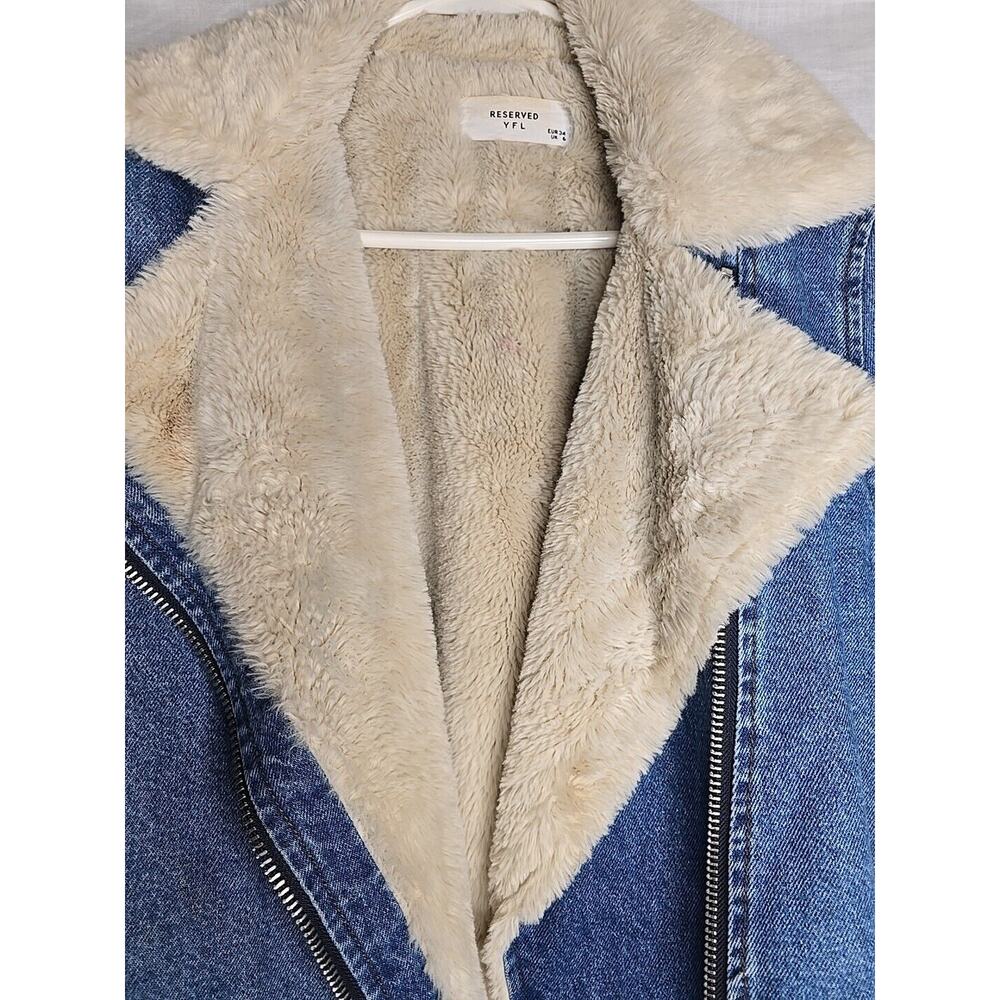 Reserved YFL Denim And Faux Fur Lined Jacket Eur 34 UK 6 US Small great Cond. - Picture 5 of 8
